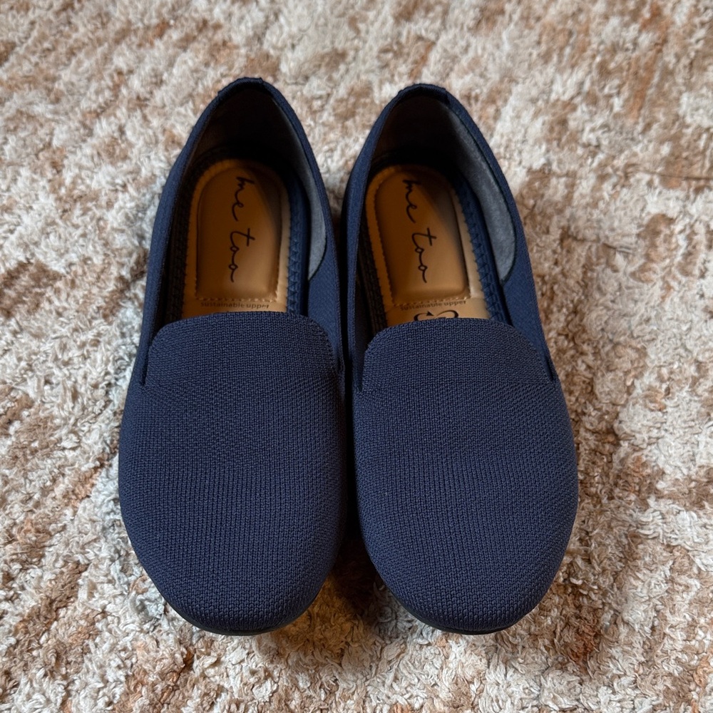 Navy Knit Slip-On Loafers